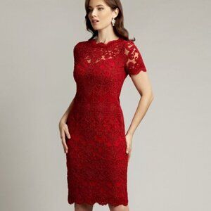 Tadashi Shoji Silas Embroidered Lace Dress Red 6 NWOT